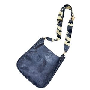 Ah Domed Gray Crossbody vegan leather Bag with Camouflage guitar Strap